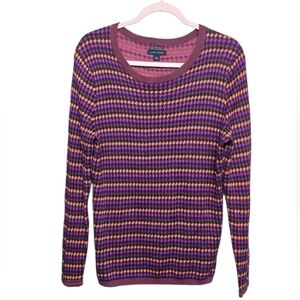 Tommy Hilfiger Houndstooth Print Pima Cotton Sweater Sz Large 20" PTP 27" L